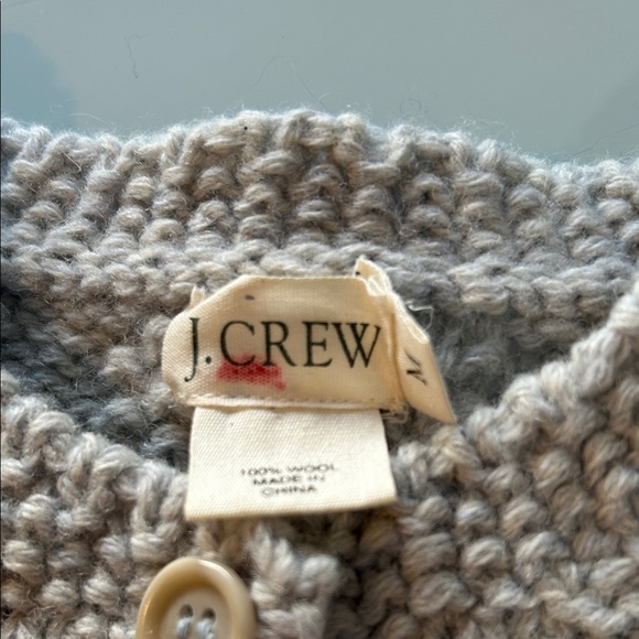 J. Crew Light Gray Cable THICK wool cable Knit Cardigan - Picture 2 of 8
